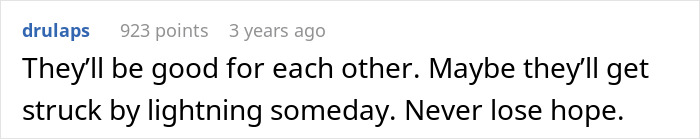 A woman finds her husband and sister naked. A comment suggests they deserve each other.