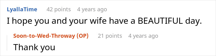 Entitled man plans to propose at brother's wedding, receiving well wishes for a beautiful day.