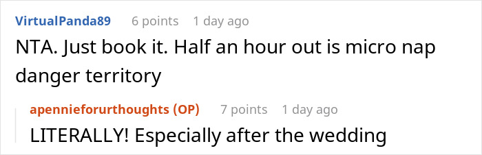 Reddit comment about a mom's travel plans. User says NTA, book it, referring to the mom's family travel plans.