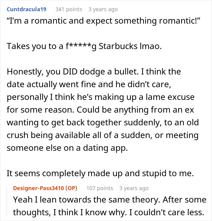 A Reddit comment section discussing a guy canceling a date after seeing a woman's Instagram. A Reddit comment section discussing a guy canceling a date after seeing a woman's Instagram.