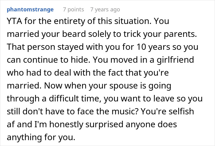 A screenshot of a Reddit comment criticizing a woman in shock about her husband's transition and her lesbian identity. A screenshot of a Reddit comment criticizing a woman in shock about her husband's transition and her lesbian identity.