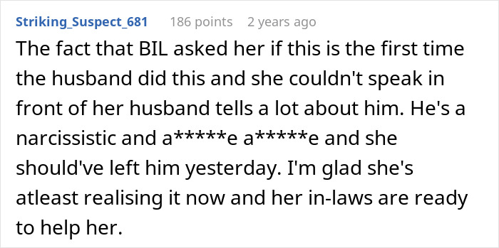 A comment about a woman's husband's violent reaction to an allergic SIL incident and his narcissistic behavior. A comment about a woman's husband's violent reaction to an allergic SIL incident and his narcissistic behavior.