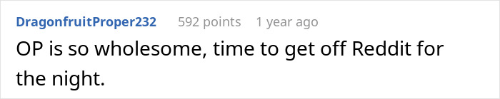 Reddit comment from DragonfruitProper232 calling the original poster wholesome, inspired by the giant brain tumor story.