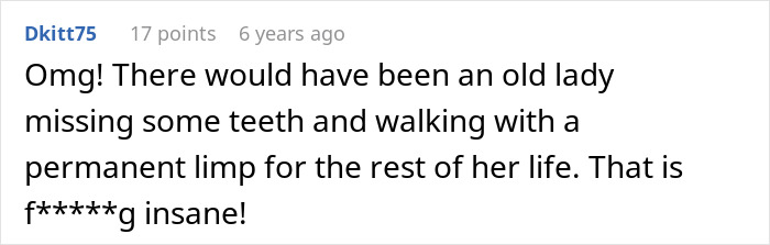 A comment about an old Karen trying to kidnap a steSpon, discussing how an old lady would have been missing teeth. A comment about an old Karen trying to kidnap a steSpon, discussing how an old lady would have been missing teeth.