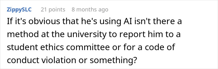 A comment questioning university methods to report a student refusing group work for ethics or conduct violations. A comment questioning university methods to report a student refusing group work for ethics or conduct violations.