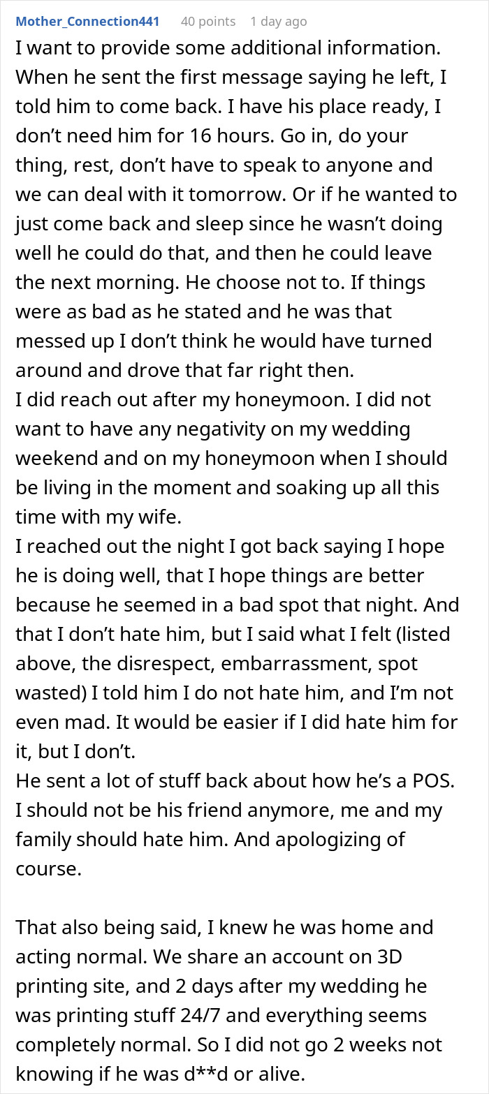 Emotional messages from a groom's friend who missed the wedding due to withdrawal issues. Emotional messages from a groom's friend who missed the wedding due to withdrawal issues.