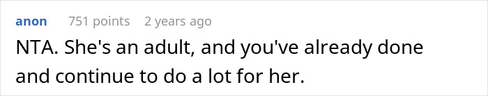 A comment about a woman taking a nanny on a family vacation and why that decision ruins everything.