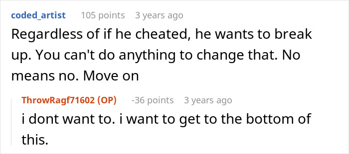 A woman complains about her cheating ex online, then her ex writes his own take on the same account.
