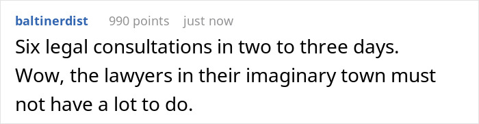 A screenshot of a comment about legal consultations, relating to a daughter losing her college fund. A screenshot of a comment about legal consultations, relating to a daughter losing her college fund.