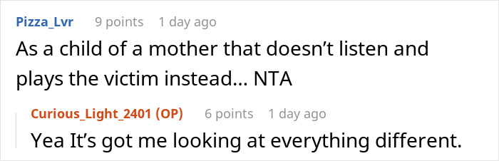 A screenshot showing a comment from Reddit user Pizza_Lvr about a mom's nurse mode during DIL's delivery.