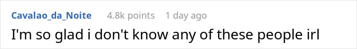 Online comment expressing relief about not knowing people involved in the cheating GF drama, friends.