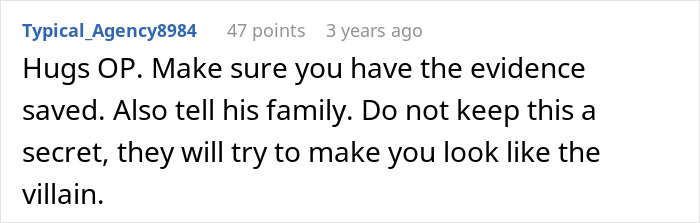 A woman sees her husband and sister completely naked, a comment advises gathering evidence.