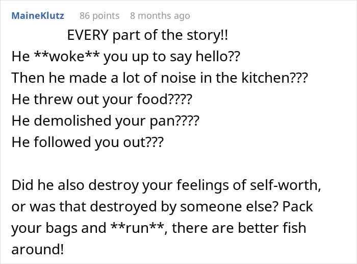 A detailed Reddit comment listing the boyfriend's actions that make the situation a true crime story.