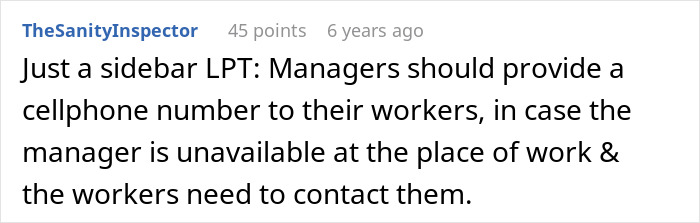A comment from TheSanityInspector offering a tip for managers and their workers after a student worker was fired.