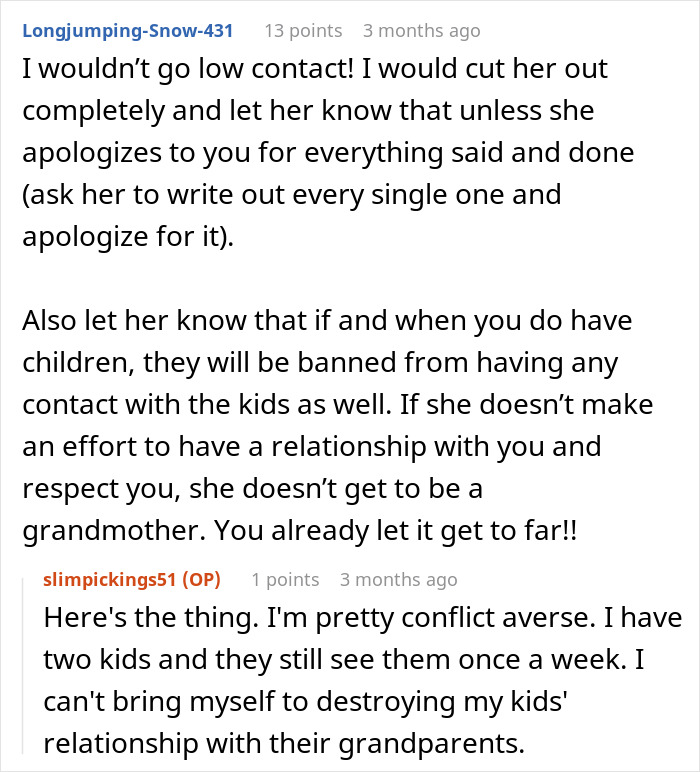 A Reddit comment discussing a MIL turning pregnancy into a competition and lacking sympathy for a DILs miscarriage. A Reddit comment discussing a MIL turning pregnancy into a competition and lacking sympathy for a DILs miscarriage.
