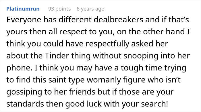 A comment section user gives advice on thinking he has finally met the one.