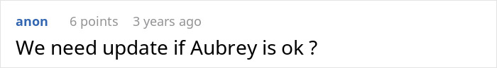 A question asking for an update on Aubrey after the cheating ex situation.