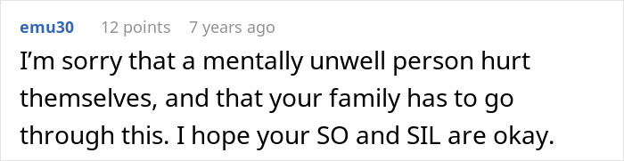 A Reddit comment hoping the MIL and family are okay after the unfortunate potion incident.