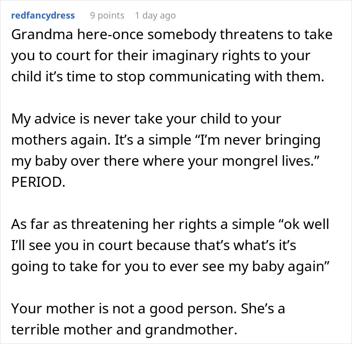 A user comment advising how to handle a delusional mom threatening to sue over her daughter's dog. A user comment advising how to handle a delusional mom threatening to sue over her daughter's dog.