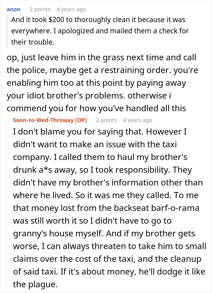A Reddit comment details how an entitled man lost more than he bargained for proposing at his brother's wedding.