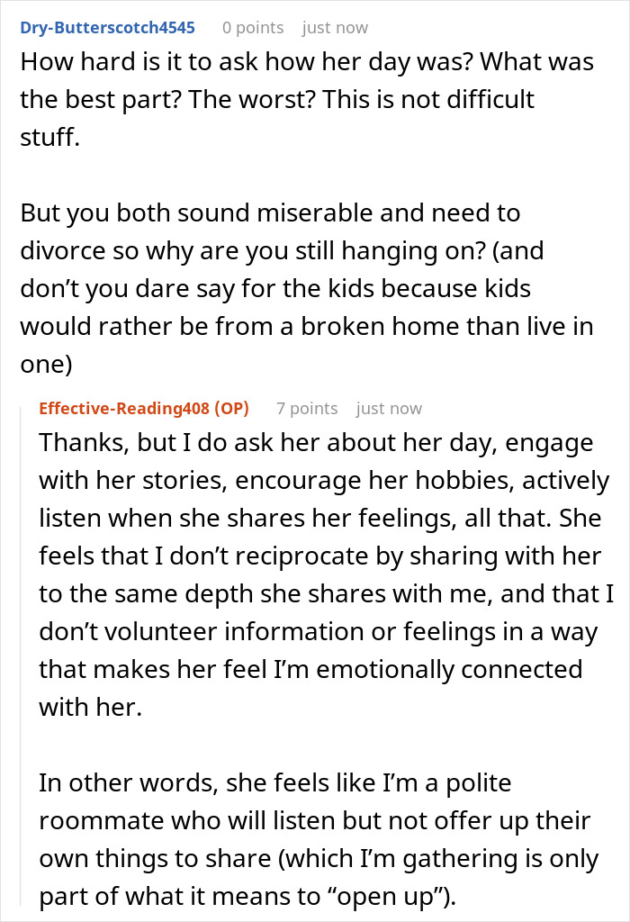 Guy Doesn't Know What It Means To "Open Up Emotionally," Wife Of 10 Years On Brink Of Divorce Guy Doesn't Know What It Means To "Open Up Emotionally," Wife Of 10 Years On Brink Of Divorce