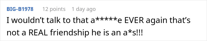 A comment expressing anger about a groom's friend missing his wedding and withdrawal issues, stating it's not real friendship. A comment expressing anger about a groom's friend missing his wedding and withdrawal issues, stating it's not real friendship.