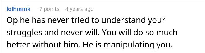 A Reddit comment discussing a boyfriend's cruel prank and his manipulation, blaming girlfriend. A Reddit comment discussing a boyfriend's cruel prank and his manipulation, blaming girlfriend.