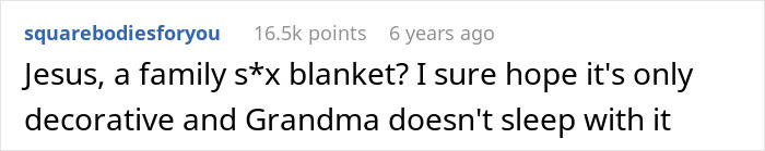 A Reddit comment expressing shock and disgust about the wedding night bed sheet tradition.
