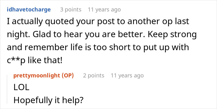 Screenshot of online comments offering strong support, reinforcing the positive impact of breaking up with a childish BF and avoiding misery. Screenshot of online comments offering strong support, reinforcing the positive impact of breaking up with a childish BF and avoiding misery.