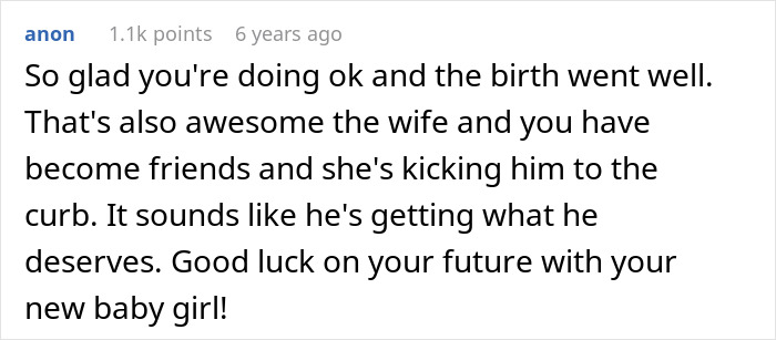 A comment offering support to a pregnant woman after getting a nasty surprise from her boyfriend. A comment offering support to a pregnant woman after getting a nasty surprise from her boyfriend.