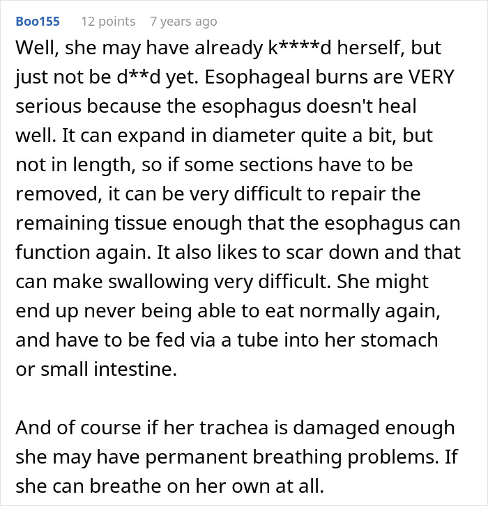 MIL witching around: a detailed comment about the serious health consequences of esophageal burns.