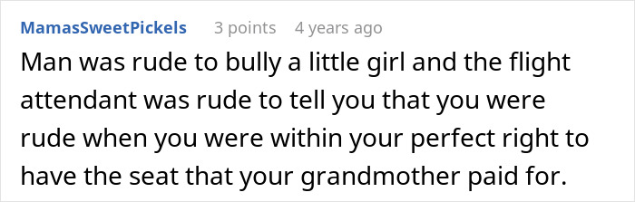 A comment about a man trying to steal a childs window seat on a flight, calling the man rude. A comment about a man trying to steal a childs window seat on a flight, calling the man rude.