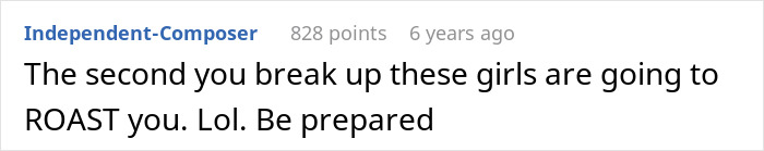 A comment advises the guy to be prepared for his girlfriend and her friends to roast him if they break up, highlighting a relationship betrayal.