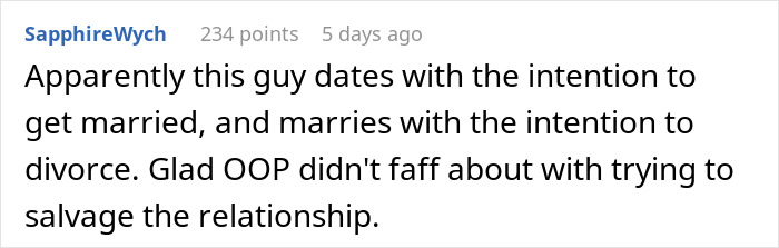 Reddit user comments on BF's dating and marriage patterns, highlighting the crucial detail for GF.