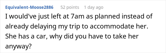 A comment suggesting leaving as planned, avoiding delay, and questioning why the sister was taken, during family drama. A comment suggesting leaving as planned, avoiding delay, and questioning why the sister was taken, during family drama.