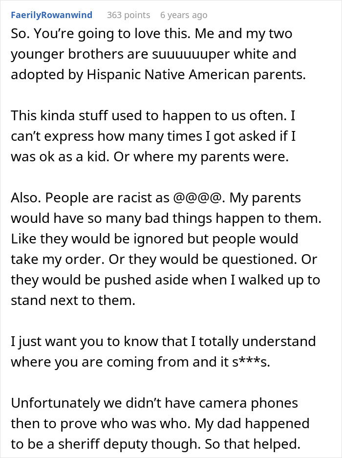 A comment about a Karen trying to kidnap a stepparents son, relating to experiences with racial bias. A comment about a Karen trying to kidnap a stepparents son, relating to experiences with racial bias.