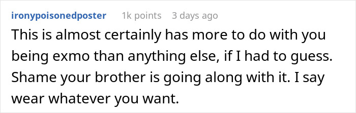 A comment about a groom's sisters not being in the wedding party and a bride rejecting bridesmaids based on weight. A comment about a groom's sisters not being in the wedding party and a bride rejecting bridesmaids based on weight.