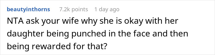 Man punishes nephew for punching his baby daughter. A comment asks why the wife is okay with her daughter being punched.