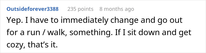 A person shares a simple trick that changed their life: changing and going out for a run/walk.