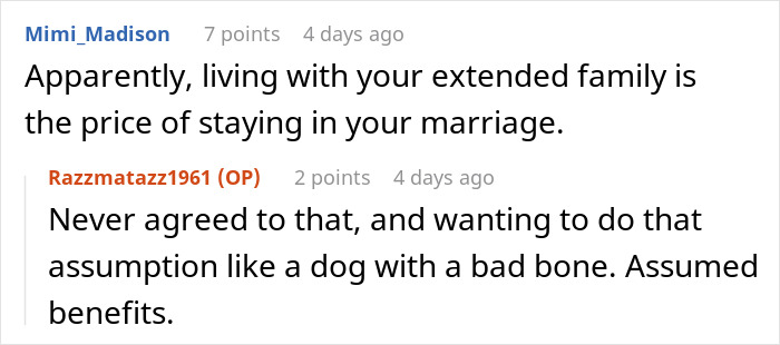 A comment about living with extended family as the price of marriage, a man financially supporting his son. A comment about living with extended family as the price of marriage, a man financially supporting his son.