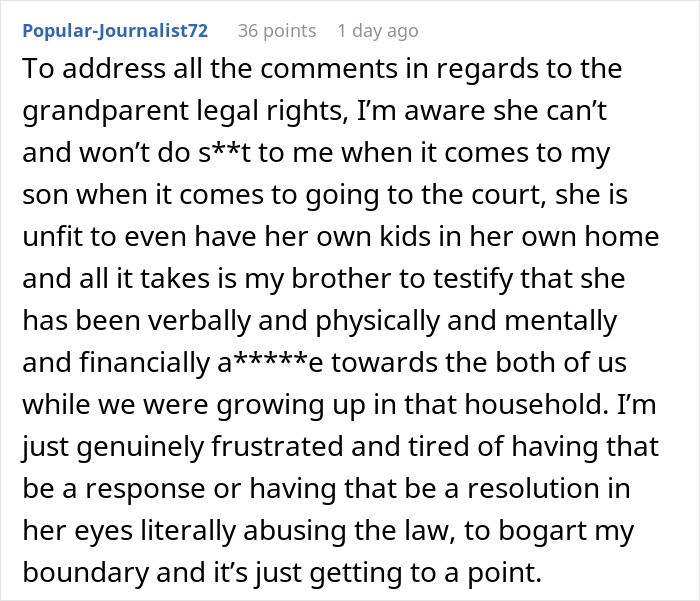 A comment on a Reddit thread about a delusional mom who threatens to sue her daughter over her dog. A comment on a Reddit thread about a delusional mom who threatens to sue her daughter over her dog.