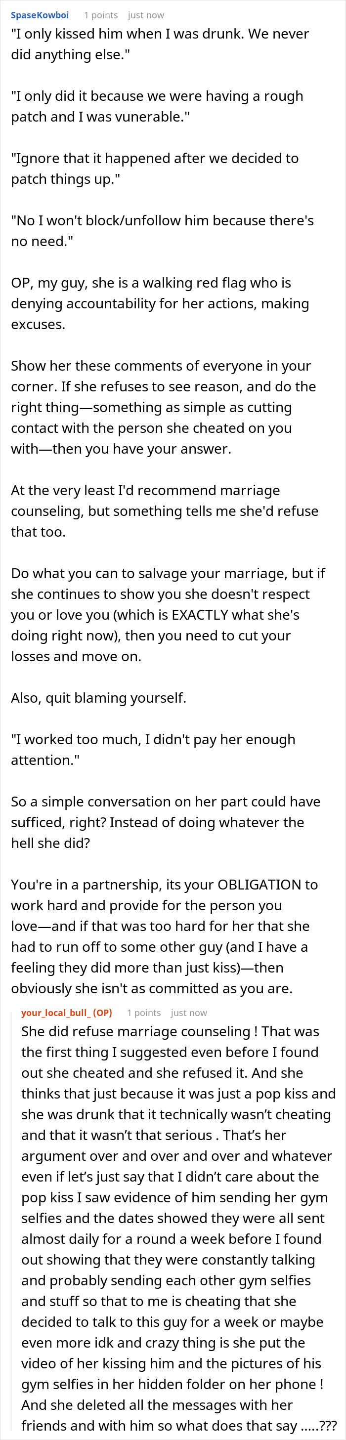 A lengthy thread of comments about a cheating wife refusing to cut contact with the other man after the affair. A lengthy thread of comments about a cheating wife refusing to cut contact with the other man after the affair.