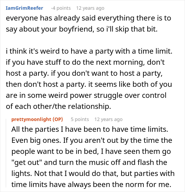 A Reddit comment about setting boundaries in a relationship and the need to break up with a childish BF. A Reddit comment about setting boundaries in a relationship and the need to break up with a childish BF.