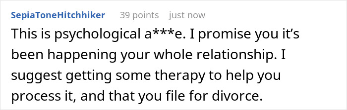 A comment advises the GF that her boyfriend's actions with the business sign are psychological. A comment advises the GF that her boyfriend's actions with the business sign are psychological.