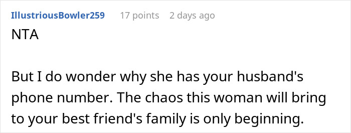 A Reddit comment regarding a bride who belittles women, noting potential chaos she might bring to a friend's family. A Reddit comment regarding a bride who belittles women, noting potential chaos she might bring to a friend's family.