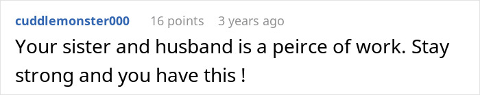 A comment supports the woman who saw her husband and sister naked, encouraging her to stay strong.