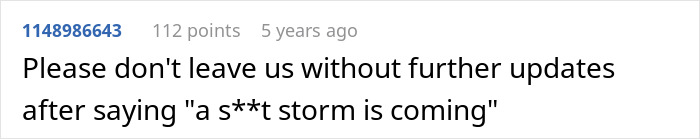 A comment requesting updates on the situation after the husband dropped off the Pushy MIL. A comment requesting updates on the situation after the husband dropped off the Pushy MIL.