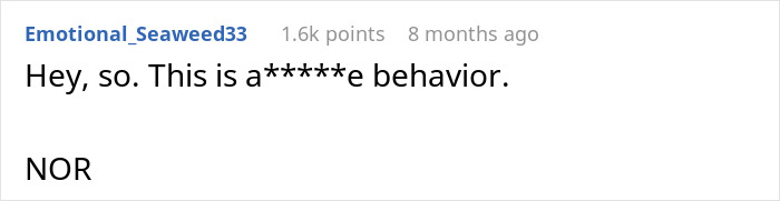 A comment from Emotional_Seaweed33 stating This is a*****e behavior regarding the boyfriend's actions with the pan.