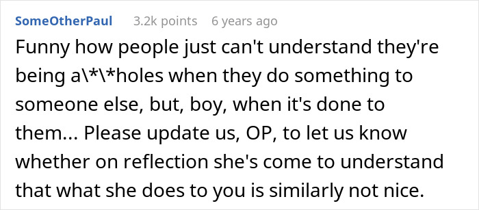 Reddit comment about someone not understanding their actions until they experience it themselves, reflecting on the woman's fear.