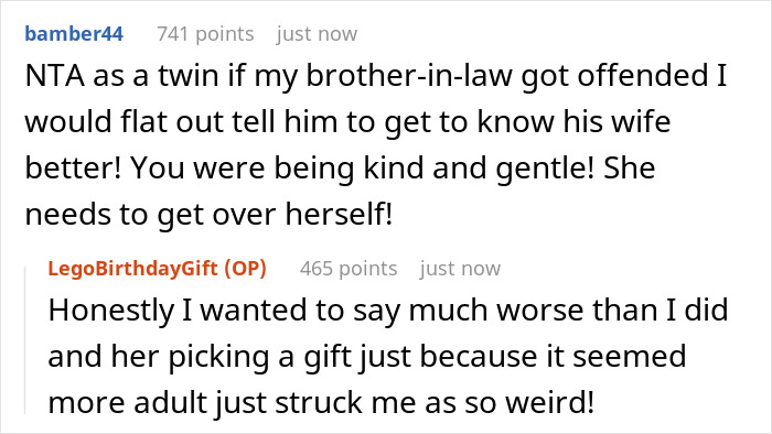 Woman Calls Boyfriend's Favorite Birthday Gift "Childish," His Twin Sister Doesn't Hold Back Woman Calls Boyfriend's Favorite Birthday Gift "Childish," His Twin Sister Doesn't Hold Back